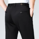 High-stretch fabric men's business trousers suitable for all seasons, featuring an elastic waistband and classic office/work for - Image 2