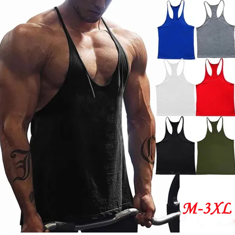 S044c616fe6aa49a7840a747435c7fa53Z.webp Men's Sports Gym Fitness Tank Top Y Back Fitness Lightweight Shoulder Strap Muscle Fit Tight Fitness Limit T-shirt - Image 1
