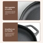 Cast Iron Frying Pan Non-stick pan Pizza Egg Pancake Pot Vegetable Steak Skillet Home Kitchen Flat Pan Omelette Outdoor Cookware - Image 11
