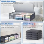 4 Pack Under Bed Storage Containers Blanket Storage Bag Shoe Storage and Organization Space-Saving Bedding Organizer for Bedroom - Image 11