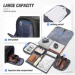 Travel Bag for Men, Convertible Carry on Garment Duffel Bag,Weekender Bag Hanging Suitcase Suit Business Travel Bag Clothing Bag - Image 10