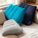 Triangular Travel Pillow Inflatable Office Neck Lumbar Support Pillow Thickened Flocking Leg Rest Pillow for Air Travel - Image 2