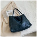 Tote Women's Bag Korean Style Large Capacity Soft Leather Shoulder Bag Retro Casual Hand-held Bucket Bag 2025 Одноплечевая сумка - Image 11