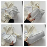Lovely Bow Handbags for Girls Ladies Fashion Pleated Shoulder Bags for Women Simple Design Female Underarm Bag Casual Tote Purse - Image 13