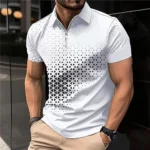 Summer T Shirts for Men 2026 Short Sleeve Men's Clothing Collar 3D Printing Plain Shirt Striped Polo Tees Fashion Pullover Tops