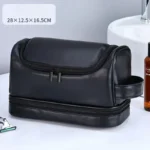 Large Hanging Toiletry Cosmetic Travel Bags for Men Women Leather Travel Bags with Hanging Hook Toiletries Bathroom Shaving Bags - Image 7