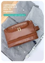 Large Hanging Toiletry Cosmetic Travel Bags for Men Women Leather Travel Bags with Hanging Hook Toiletries Bathroom Shaving Bags - Image 20