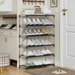 7-Story Metal Shoe Rack, Stainless Steel Frame Shoe Rack, Space Saving, Suitable For Entrance Cabinets, Bedrooms, Dormitories - Image 9