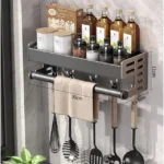 Wall-Mounted Kitchen Spice Storage Rack Condiment Rack Multifunctional Household Utensil Rack Kitchen Hanging Organizers - Image 11