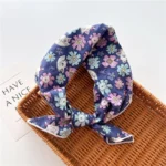Floral Polka Dot Square Scarf Cotton Scarves Headband Headscarf Decoration Women Flower Kerchief Neckerchief Head Wrap Bandanas - Image 58