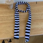 Women antumn Stripe Pattern Scarf Thin Neckerchief Y2k Style Thin long Cotton Scarves Punk Decorative Scarf Clothing accessories - Image 9