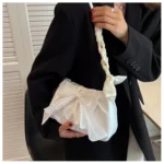 Lovely Bow Handbags for Girls Ladies Fashion Pleated Shoulder Bags for Women Simple Design Female Underarm Bag Casual Tote Purse - Image 31