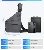 Chest Bags Crossobdy Bags for Men Waterproof Male Multifunction Cross Body Messenger Bag Single Shoulder Grey Fanny Pack Sac - Image 10