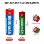 Best 1.5V AA9800mAh+AAA8800mAh+USBcharger 1.5V Rechargeable Nickel Hydrogen Battery, Used for Electronic Toys Camera Batteries - Image 2