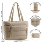 Tote Bag for Women, Lightweight Puffy Tote Bag with Compartments Shoulder Bag Handbag for Travel, Work, Gym - Image 5