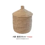 Woven Household Laundry Basket, Handcrafted Lidded Storage Bin, Toy Organizer, Home Storage Basket - Image 9