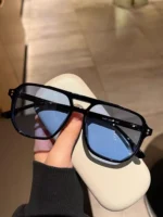 Vintage Men Women Big Sunglasses Men Square Shades Brand Designer Unisex Sun Glasses Black Lense Male Female Sunglasses UV400 - Image 3