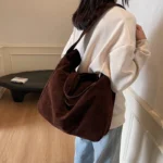 Women's Tote Bags 2025 New Fashion Suede Vintage Large Shoulder Crossbody Bag for Woman Korean Female Student Bookbag Handbags - Image 2