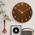 Modern Round Wall Clock Wooden Grain Non-Ticking Wall Clock for Living Room Bedroom Kitchen Office Home Decor Minimalist Style - Image 9