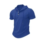 Men T Shirts  Summer Slim Fitness Hooded Short-Sleeved Bodybuilding Quick Dry Tshirt Male Gym Clothes Breathable Sports Tops - Image 18