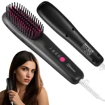 Hair Straightening Brush Portable Home Negative Ion Straightener with Multi-Heat Settings 3-Temp Ceramic Damage-Free Styling - Image 2