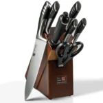 High-quality 8piece premium stainless steel kitchen knife set including kitchen chef knives with rubber wood block knife holders - Image 7