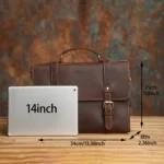 NASVA Genuine Leather Men's Briefcase Retro Handbag Shoulder Laptop Bags Office Bags Document Bags - Image 8