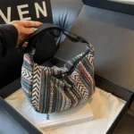 Crossbody Bags Tribal Style Shoulder Bag, Foldable Crossbody Striped Pattern, Flag Theme Hand Washable Edge Painted Lining - Image 23