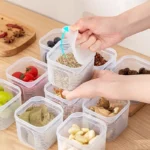 Food Storage Container 6 Grids Vegetable Fruit Fresh-keeping Box with Lid for Refrigerator Kitchen Spice Seasoning Storage Jar - Image 3