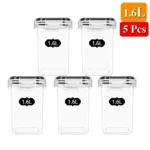 Food Storage Containers Kitchen Organizer and Storage Container with Lids Refrigerator Noodle Box Tank Sealed Cans 5Pcs Set - Image 9