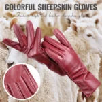 Simple leather gloves women,colored genuine women's leather gloves,women's genuine leather gloves,sheepskin women's gloves -2225 - Image 2
