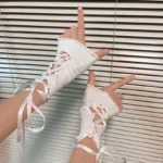 Ladies' Gloves, Long Hook-Finger Tinted Gloves, Ball Gloves, Bride's Wedding Dress Gloves, Sun-Protective Fashion Gloves C101 - Image 19