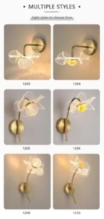 LED Wall Lamp Modern Luxury Flower Shaped Decorative Light Bedroom Bedside Study Dining Room Living Room Background Wall Lamp - Image 16