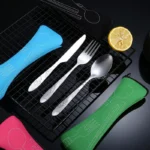 Portable Dinnerware Set - Ultra-Portable, Vibrant Printed, Stainless Steel Cutlery Set with Knifes, Fork, Spoon Carrying Bag - Image 5
