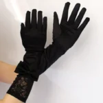 Ladies Gloves Bow Lace Satin Gloves Dance Performance Ceremonial Gloves Nightclub Satin Gloves Wedding Bridal Gloves C015 - Image 29
