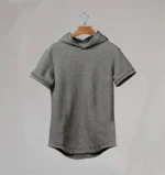 New Gym Fitness Bodybuilding Sport Hoodie Mens Slim Fit Solid Color Hooded T-Shirt Cotton Breathable Short Sleeve Muscle Shirt - Image 9