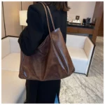 Tote Women's Bag Korean Style Large Capacity Soft Leather Shoulder Bag Retro Casual Hand-held Bucket Bag 2025 Одноплечевая сумка - Image 20
