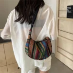 Crossbody Bags Tribal Style Shoulder Bag, Foldable Crossbody Striped Pattern, Flag Theme Hand Washable Edge Painted Lining - Image 17