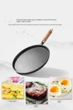 Uncoated Cast Iron Frying Pan Non Stick Multi Purpose Griddle For Pancakes Pizza Baking Stove Top Cooking Tool Anti Oil Spill - Image 12