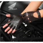 Men Half Finger Genuine Leather Gloves Sheepskin Leather Gloves Outdoor Cycling Driving Motorcycle Gloves Fingerless Gym Mittens - Image 3