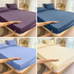 90/120/150/180x200 Fitted Bed Sheet With Elastic Band Solid Color Mattress Covers Protector Single Double King Beds 100% Polyest - Image 17