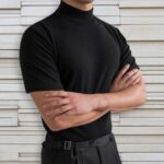 Men T-shirts Summer Fitness Short Sleeve Tees High Collar Basic T-shirt Base T Shirt for Men's Tops camisa masculina 짝퉁명품 남성의류 - Image 18
