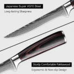 Kitchen Knife 6PCS Set Stainless Steel,Includes Chef's Knife, Bread, Boning Knife,Fruit Knife, with Stainless Steel Knife Holder - Image 11