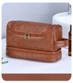 Large Hanging Toiletry Cosmetic Travel Bags for Men Women Leather Travel Bags with Hanging Hook Toiletries Bathroom Shaving Bags - Image 16