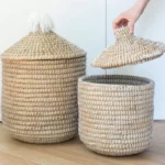 Woven Household Laundry Basket, Handcrafted Lidded Storage Bin, Toy Organizer, Home Storage Basket - Image 5