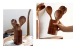 Wooden Kitchenware Cooking Shovels Spoon Colander Kitchen Utensils Set Household Cutlery Rack Teak Natural Wood Cookware - Image 13