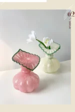 Glass Vase Pumpkin Shape Wave Retro European Hand-made Floral Arrangement Accessories Terrarium Flower Vases - Image 12