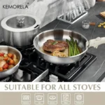 4PCS Stainless Steel Cookware Set Detachable Handle Pots and Pans Space Saving Induction Induction Cooker and Oven Kitchen Set - Image 3