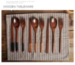 3 Pieces Tableware Natural Wood Dinnerware Spoon Chopsticks Fork Dinner Portable Tableware Grain Household Kitchen Cutlery Set - Image 13