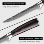 Kitchen Knife 6PCS Set Stainless Steel,Includes Chef's Knife, Bread, Boning Knife,Fruit Knife, with Stainless Steel Knife Holder - Image 4